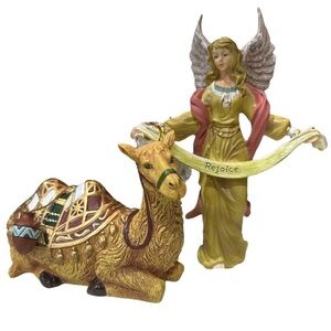 Thomas Kinkade’s Nativity Collection “Angel with Banner” & “Sitting Camel” NIB